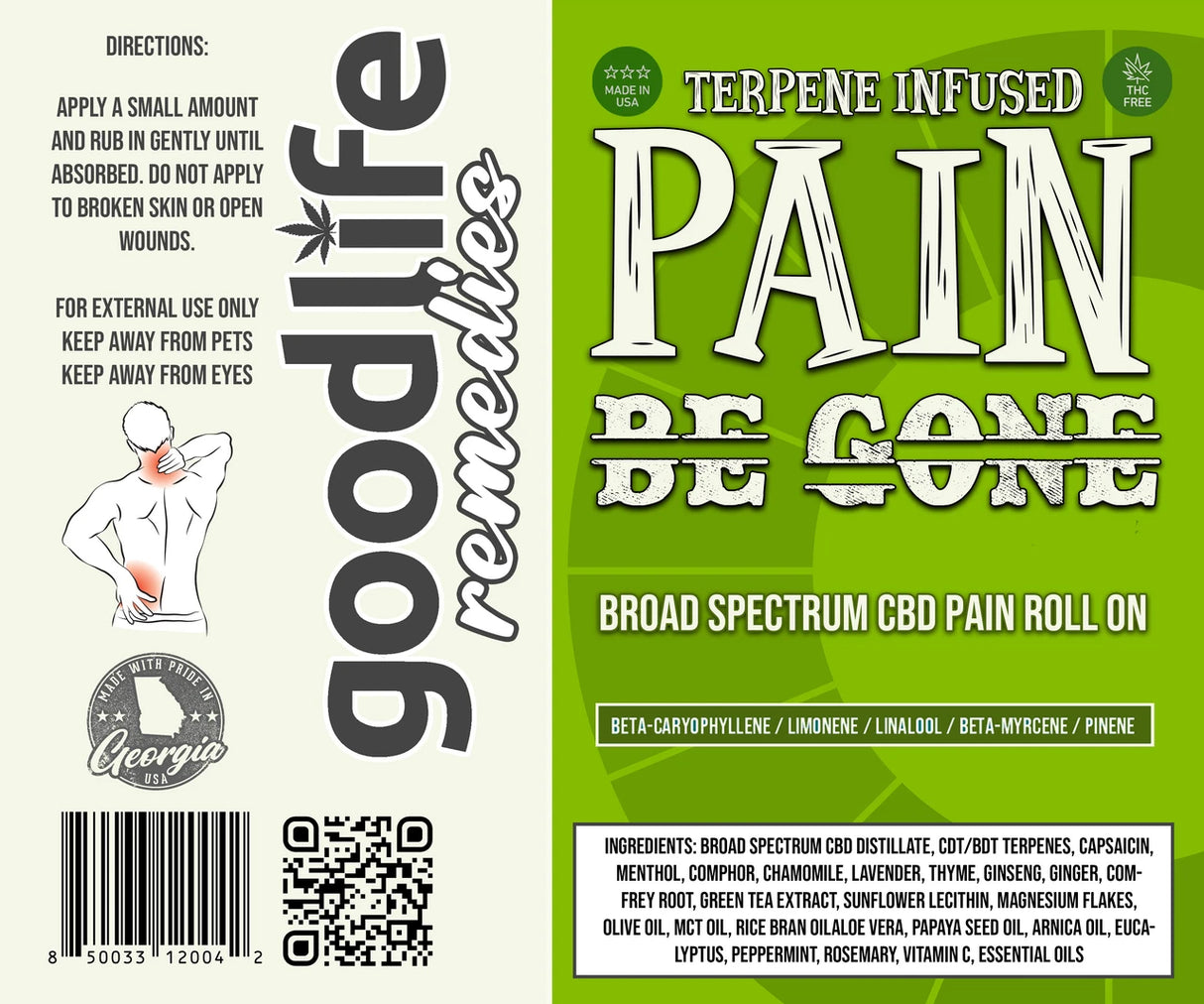 GOOD LIFE : Pain Be Gone Broad Spectrum CBD Roll-On